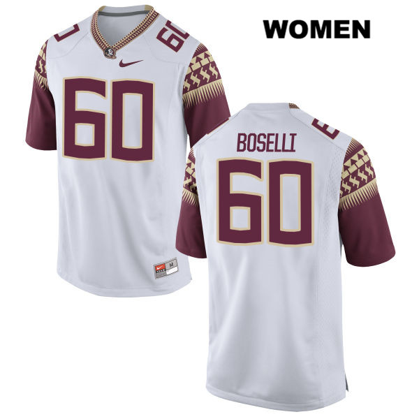 Women's NCAA Nike Florida State Seminoles #60 Andrew Boselli College White Stitched Authentic Football Jersey EMP3169YN